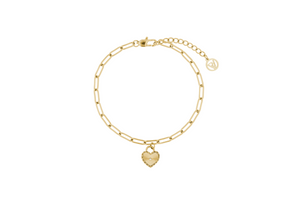 Sunray Heart Charm Pendant Bracelet