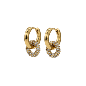 Sparkling Donut Charm Hoop Gold