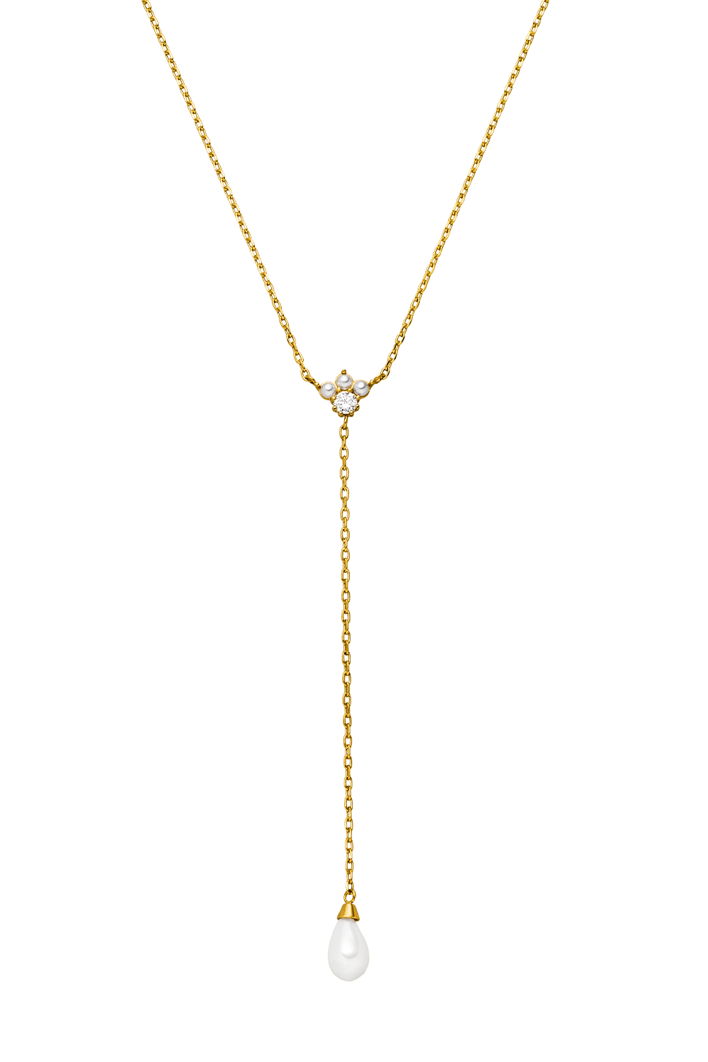Y-Necklace Pearl 14K Gold Plated