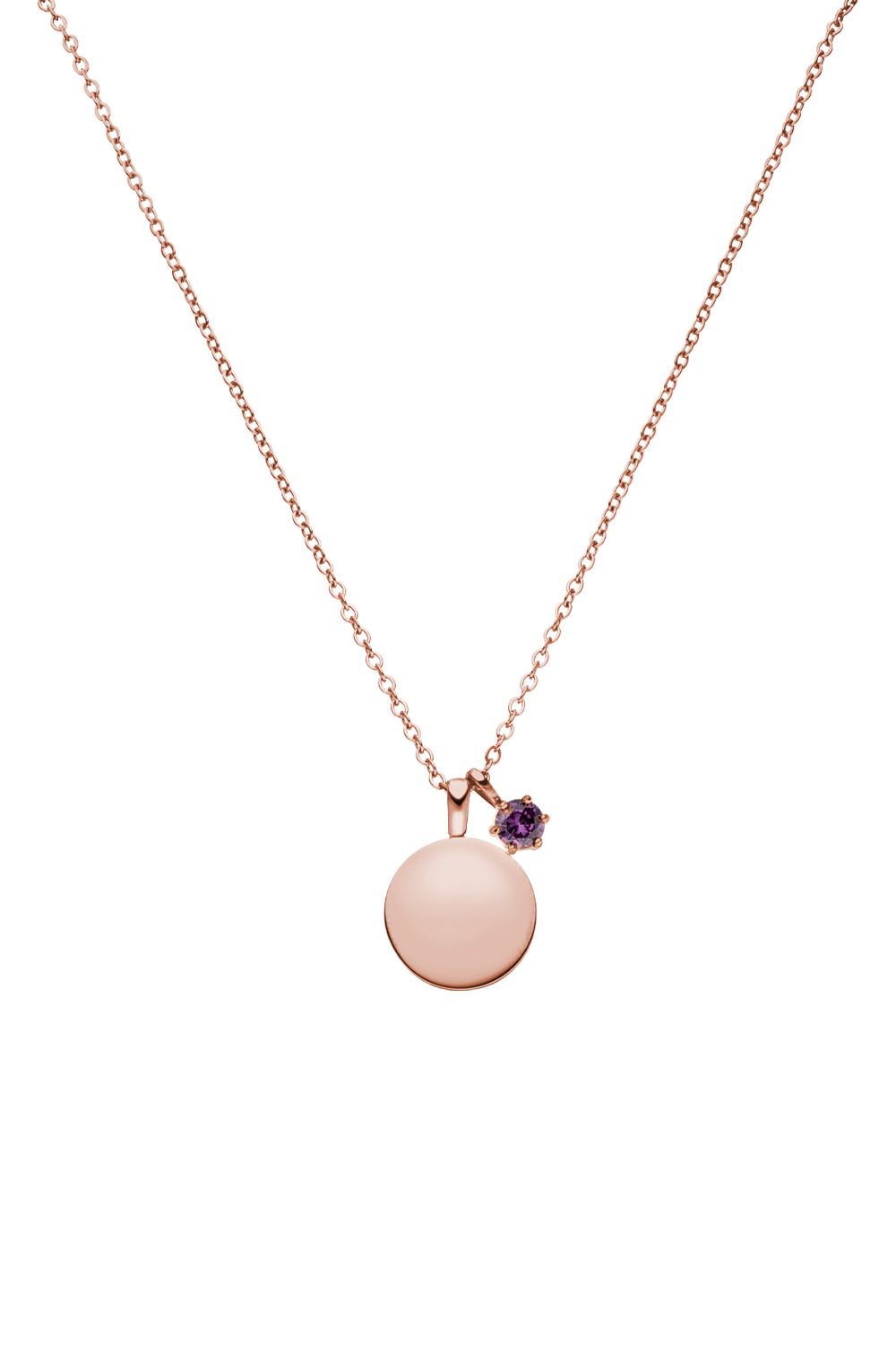 Birthstone February Necklace 14K Rose Gold Plated