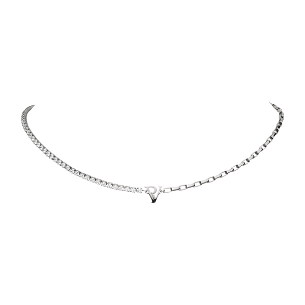 Silver tennis necklace discount