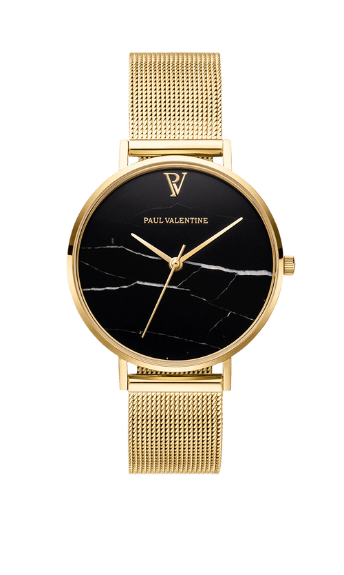 Paul Valentine Black Marble Gold Mesh