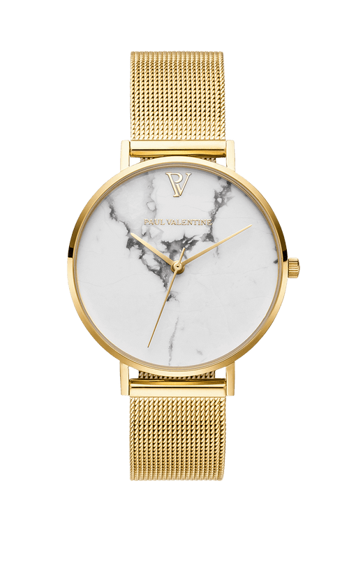 Paul Valentine White Marble Gold Mesh